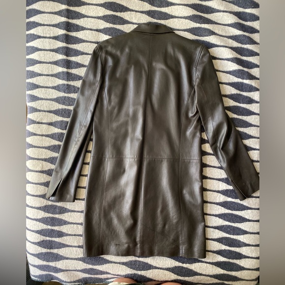 Vintage Gucci Chocolate Brown Leather Blazer Coat sz 42 - Picture 11 of 16